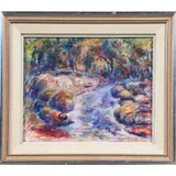 Mission Creek by John A. Dominique, 1973, watercolor, sold Oct 2022