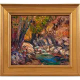 Colors of Fall: Mission Creek by John A. Dominique, 1950, oil on canvas board, sold Oct 2022