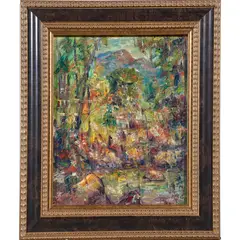 Glimpse of the Santa Ynez Mountains by John A. Dominique, 1963, oil on canvas, sold Oct 2022