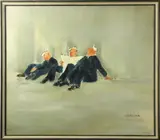 Sailors by Beatrice Wheelock, oil on board, sold Oct 2022