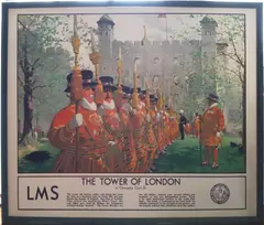 The Tower of London by Christopher Clark, circa 1950, lithograph advertising poster for the London Midland and Scottish Railway Company, sold Aug 2025