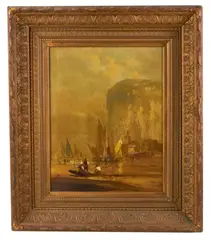 shore scene by Franklin Dullin Briscoe, oil on board, sold Aug 2025