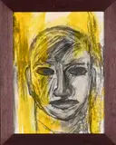 Portrait with Yellow by Jabu Phale Ngobeni, acrylic on board, sold Jul 2024