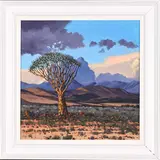 Arid Landscape with Quivertree by Richard Beyleveld, oil on canvas mounted on board, sold Jul 2024