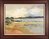 Landscape with Lake by Margaret Gradwell, oil on canvas, sold Jul 2024