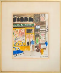 Italian Street Scene by Mary Jo Schwalbach, Watercolor Collage on Paper, sold Aug 2024