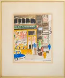 Italian Street Scene by Mary Jo Schwalbach, Watercolor Collage on Paper, sold Aug 2024
