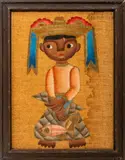 Boy Holding Fish by Jose Maria de Servin, Oil on Burlap, sold Aug 2024