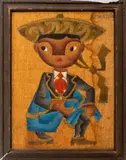 Boy Wearing Sombrero by Jose Maria de Servin, Oil on Burlap, sold Aug 2024