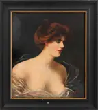 Gibson Girl Style Portrait of a Woman by L. King, Oil on Canvas, sold Aug 2024