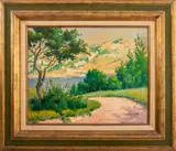 Grecian Landscape Scene by Arthur Sarnoff, Acrylic on Canvas, sold Aug 2024
