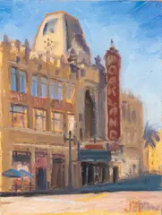 Oakland Theatre by John Paul Marcelo, Oil on Board, sold Aug 2024