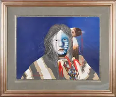 Untitled by J D Challenger, acrylic on paper, sold Jan 2025