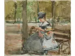 Auf der Bank im Bois de Boulogne by Isaac Israëls, watercolor, offered Jun 2016
