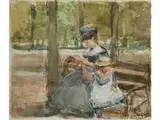 Auf der Bank im Bois de Boulogne by Isaac Israëls, watercolor, offered Jun 2016