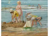 Spielende Kinder am Strand by Jan Zoetelief Tromp, oil on canvas, sold Mar 2019