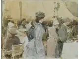 Teestunde auf Einer Terrasse in Paris by Isaac Israëls, watercolor, sold Sep 2019