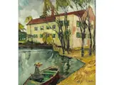 Frau mit hut in Einem Ruderboot by Leo Putz, oil on canvas, sold Jun 2026