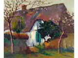 Reetdachhaus in der Normandie im Frühling by Robert Antoine Pinchon, oil on canvas, offered Sep 2025