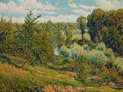 Bewaldete Sommerlandschaft by Gustave Cariot, oil on canvas, sold Sep 2021