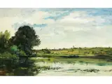 Landschaft mit Gewässer by Charles-François Daubigny, oil on panel, offered Mar 2021