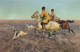 Jagd in der Steppe by Hugo Ungewitter, 1932, oil on canvas, sold Sep 2021