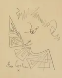Portrait by Jean Cocteau, pencil, sold Sep 2021