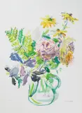 Sommerblumen in Glaskrug by Oskar Kokoschka, 1969, watercolor, sold Sep 2021