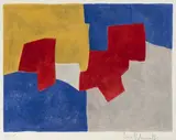 Composition bleue, grise, rouge et jaune by Serge Poliakoff, 1966, color lithograph, sold Sep 2021