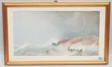 Stürmische Küstenlandschaft mit Schiffbrüchigen by Carlo Bossoli, gouache, sold Sep 2021