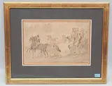 La calèche et le mail by Constantin Guys, pencil, sold Sep 2021