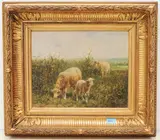 Weidende Schafe by Albert Charpin, oil on panel, sold Sep 2021