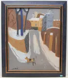 Montmartre, neige rue des Saules by Robert Delval, 1994, oil on canvas, sold Sep 2021