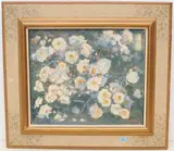Heckenrosen, verso Landschaft mit Blumenpflückerin (Entwurf) by Werner von Hausen, oil on canvas, offered Sep 2021