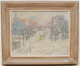 Verschneite Stadt by Maria Heckert-Fechner, oil on board, offered Sep 2021