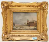 Eisläufer vor den Stadtmauern by Holland, 19.Jh., oil on panel, offered Sep 2021