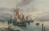 Segelschiffe vor Venedig by Karl Kaufmann, 1905, oil on canvas, sold Sep 2021