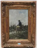 Treidler mit seinem Pferd by Jacob Maris, oil on panel, sold Sep 2021