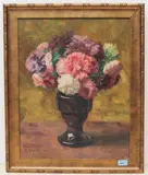 Stillleben mit Nelken by Malva Schalek, oil on board, sold Sep 2021