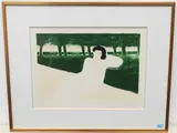 Dame in Parklandschaft by André Brasilier, color lithograph, sold Sep 2021
