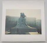 Wrapped Monument to Vittorio Emanuele, Piazza del Duomo, Milan by Christo, 1970, photograph, sold Sep 2021