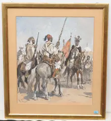 Krieger zu Pferd by Max Karl Tilke, 1915, pastel, sold Sep 2021