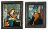Böhmen, Buchers, 1.Hälfte 19.Jh by Lot: 2 Hinterglasbilder, oil, offered Sep 2021