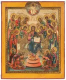 Russisch, 1.Hälfte 19.Jh by Erweiterte Deesis, tempera, sold Sep 2021