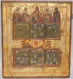 Russisch, um 1800 by Staurothek-Ikone "Deesis" und "Festtage", tempera, sold Sep 2021