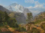 Blick von der Isenfluh gegen Lauterbrunnental und Jungfraumassiv by Anton Winterlin, oil on canvas, sold Sep 2021