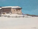 Winterlandschaft, Lenzerheide bei Valbella, 1909 by Otto Meister, oil on canvas, sold Sep 2021