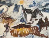 Vorfrühling", 1967 by Karl Uelliger, oil on panel, sold Sep 2021