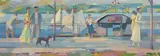 Zürich, Promenade am Utoquai, 1956 by Ernst Georg Heussler, oil on canvas, sold Sep 2021