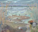 Futterplatz der Enten", 1980 by Johannes Diem, acrylic, sold Sep 2021